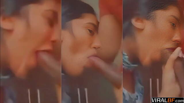 Shy Indian Girlfriend Gives Deepthroat Blowjob with Loud Moaning